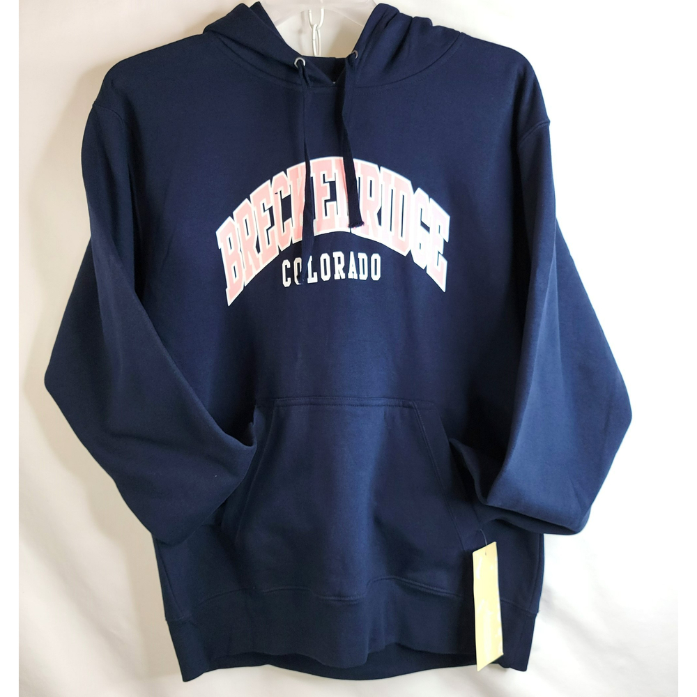 RAG WEAR USA WOMEN M BRECKENRIDGE COLORAD NAVY/PINK SWEATSHIRT HOODIE COLLEGE